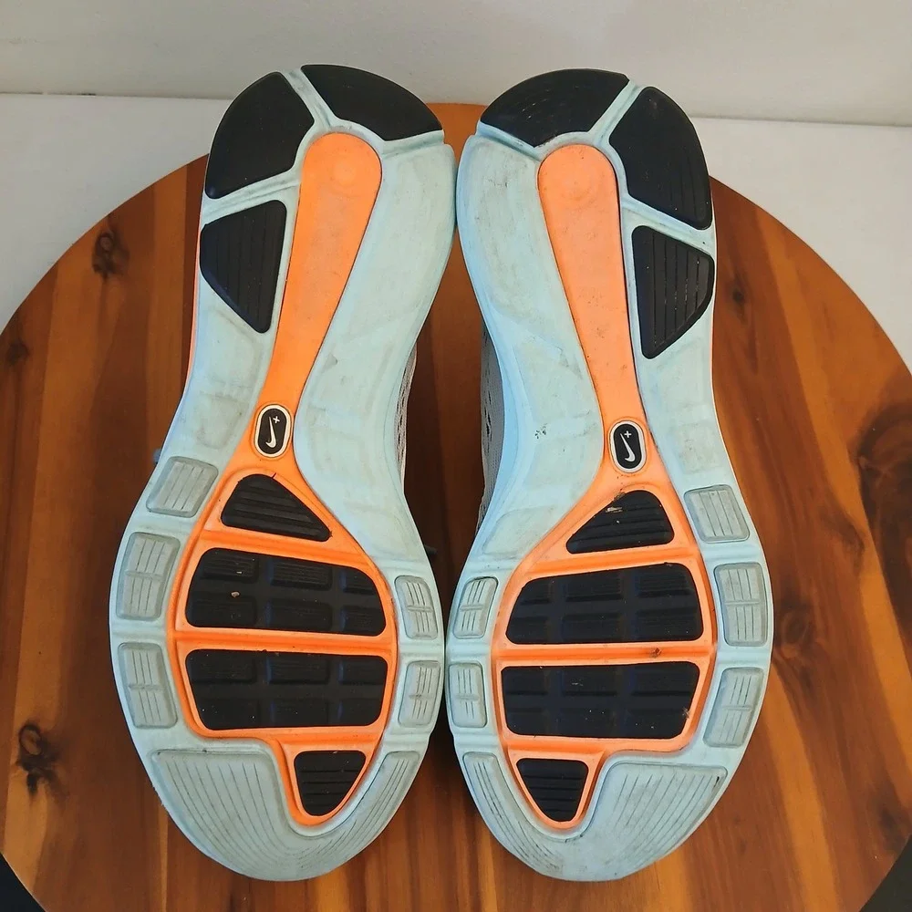 Nike LunarGlide+ 5 Womens 10 Teal Grey Orange Running Shoes Sneakers 599395-318